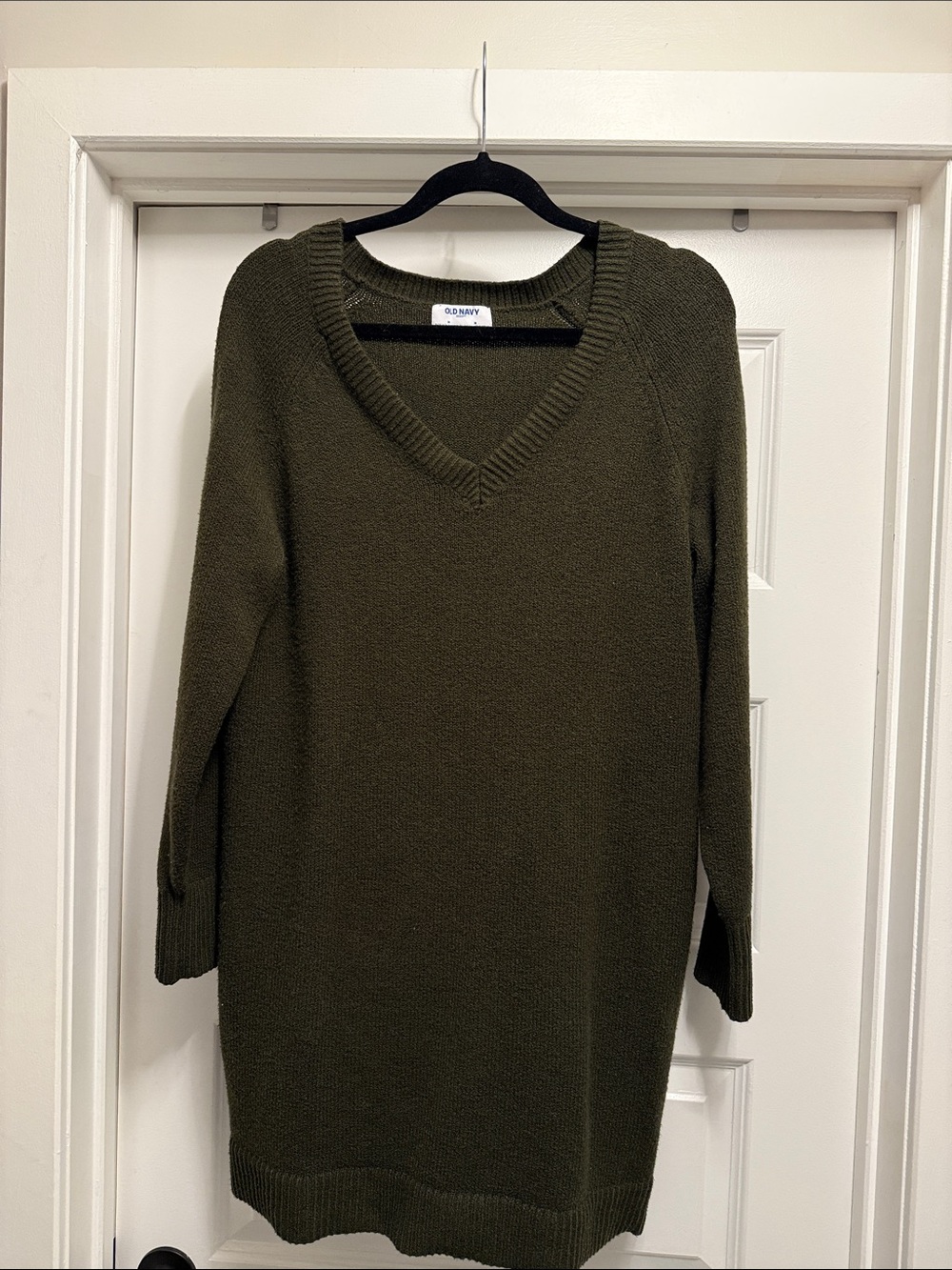 Old Navy Olive Green V-Neck Sweater Dress